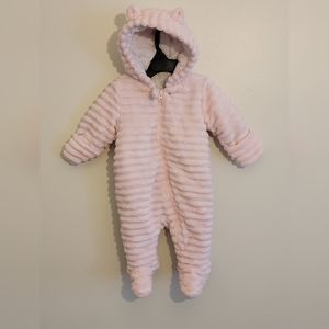 Baby Girl Pink Plush Thick Puff Snowsuit